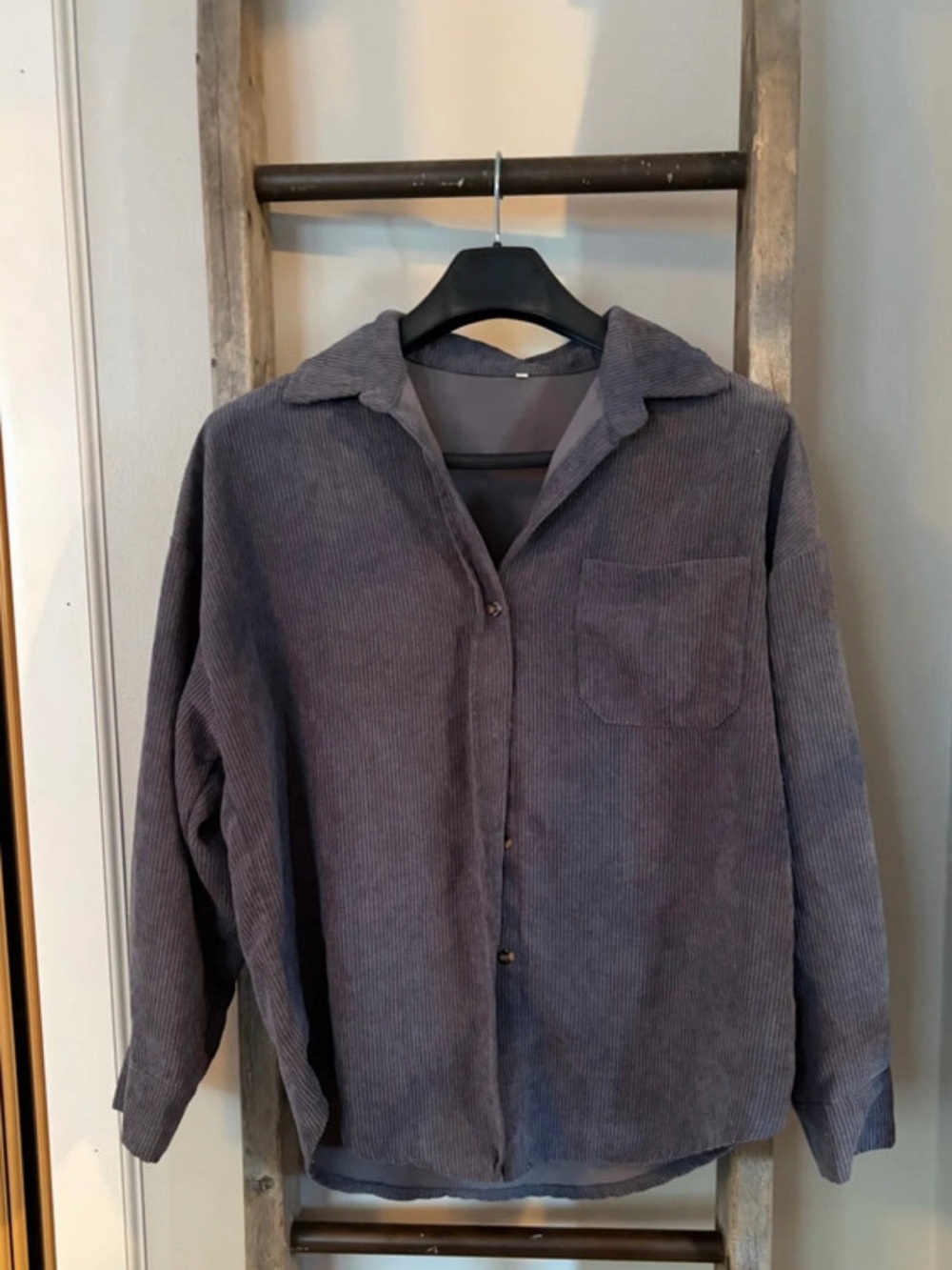Corduroy Button-Front Jacket Shirt in Slate Gray